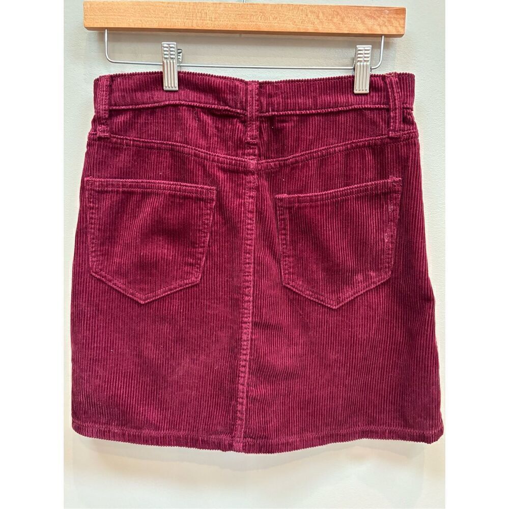Arizona NWT juniors 1 burgundy button front corduroy cotton mini skirt w-front b - Picture 3 of 3